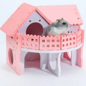 Nhà gỗ lâu đài sắc màu cho hamster