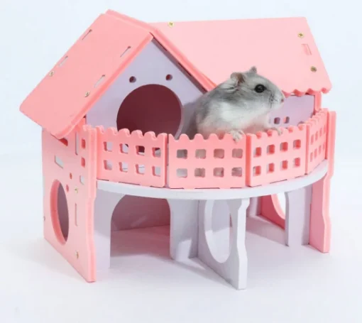 Nhà gỗ lâu đài sắc màu cho hamster